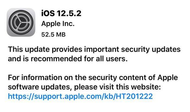 万源苹果手机维修分享iOS12.5.2发布，建议所有老苹果用户安装 